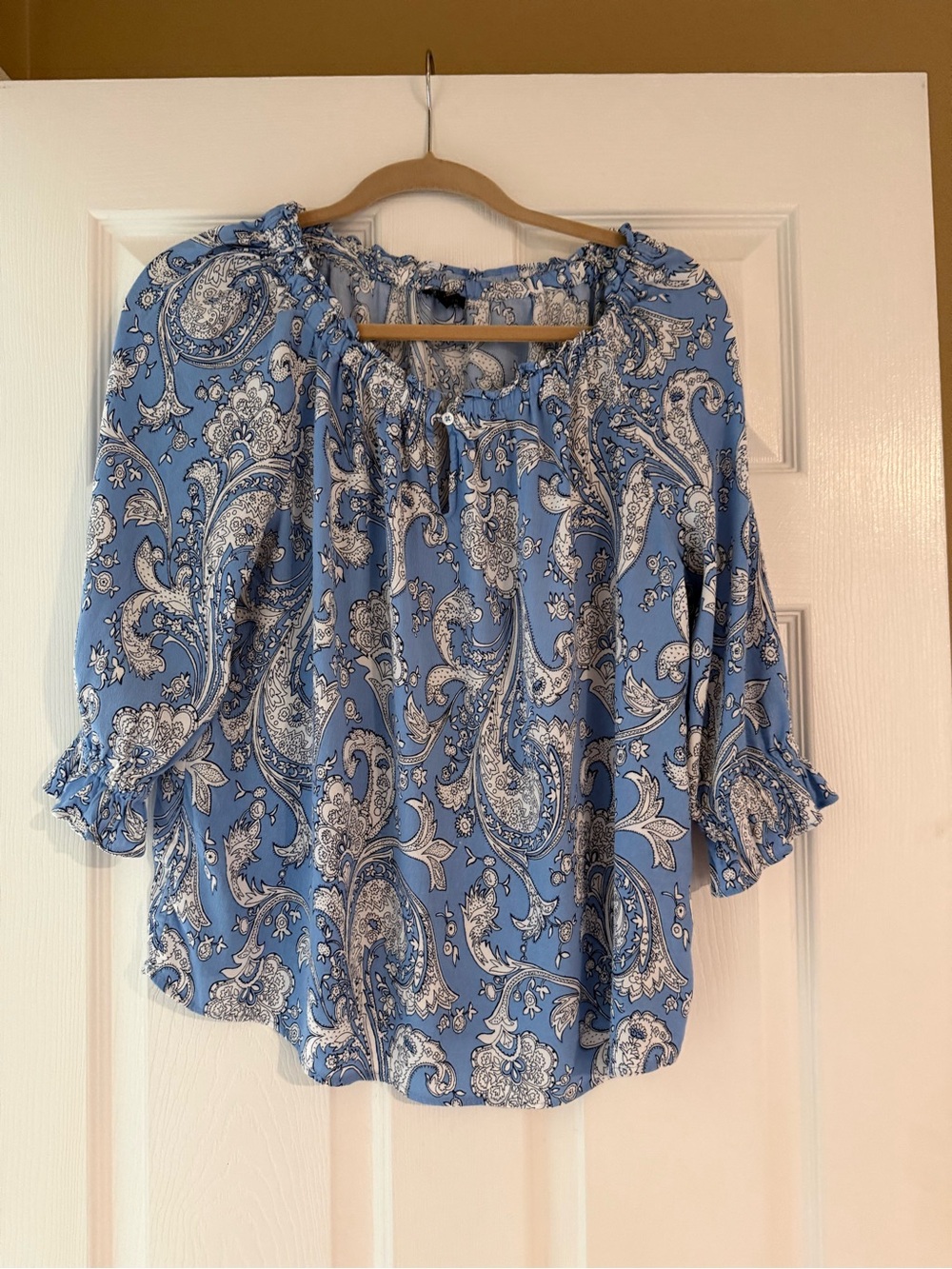 Talbots Blue and White Paisley Blouse